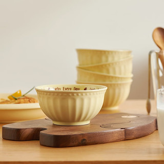 肆月4.5英寸饭碗套装家用陶瓷碗甜品碗微波炉可用 6个
