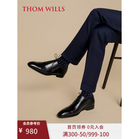 THOM WILLS 男鞋男士皮鞋真皮商务正装手工三接头牛津鞋英伦新郎婚鞋男夏季 挺阔皮底款B011 7.5/41码