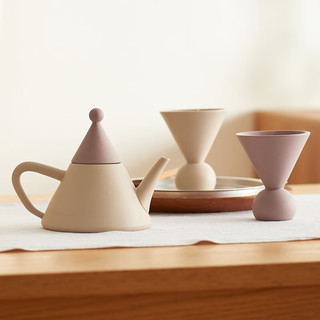 肆月北欧创意一壶二杯茶具套装家用陶瓷茶壶茶杯整套礼盒 香芋紫丨3件套