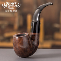 沙芬(SAVINELLI)瓦雷泽石楠木烟斗614大号叼斗老式烟斗烟包套装 意大利进口新手装