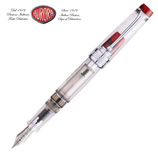 AURORA 奥罗拉 钢笔 透明示范系列 888-N 透明红白夹 F尖 单支礼盒装