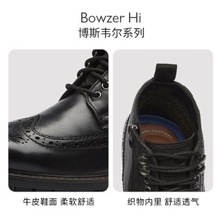 Clarks其乐男鞋2021秋冬新款Bowzer Hi 布洛克雕花耐磨马丁靴皮靴男靴 黑色261627627 44