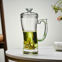 忆壶茶（YIHUTEA）耐热绿茶杯高硼硅加厚透明绿把杯男女士办公室泡花茶杯