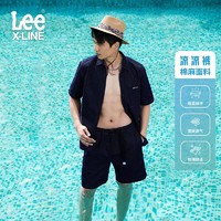 Lee XLINE23春夏新品棉麻牛仔短裤男清水洗凉凉裤LMB005-Y