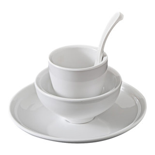佳驰（JIACHI）佳驰密胺碗盘水杯勺子摆台4件套商用酒店碗碟勺杯子餐具可定制
