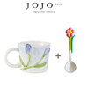JOJO'SLIFEPD·orchid·杯具咖啡杯手绘水杯花朵陶瓷马克杯 铃兰 紫郁金香配粉花勺