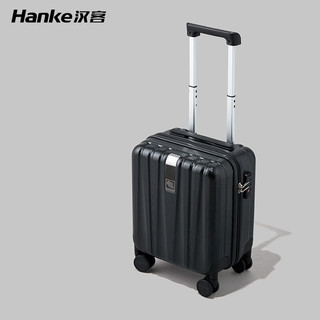 HANKE 汉客 春秋航空14英寸登机行李箱女小型迷你商务拉杆箱手提旅行箱男密码 墨玉黑升级版 14英寸