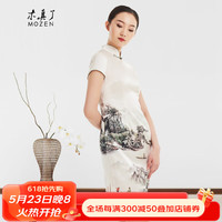 MOZEN 木真了 旗袍女装桑蚕丝旗袍真丝旗袍裙 0443 03乳白色 XL