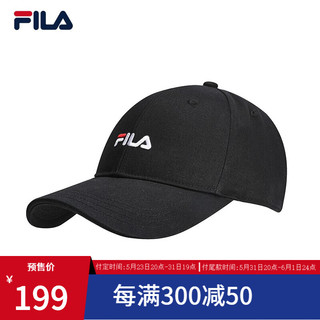 FILA 斐乐 官方棒球帽情侣款2023春季新款时尚休闲鸭舌帽子遮阳帽 正黑色-BK XS