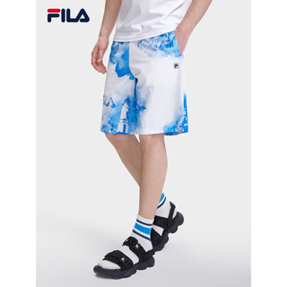 FILA 斐乐 官方男子梭织五分裤2023夏季新款时尚主题满印休闲短裤 满印一-ZA 180/88A/XL