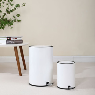 利快圾桶脚踏式卫生间卧室客厅垃圾桶内外双桶带盖密封厕所垃圾篓 白色3L