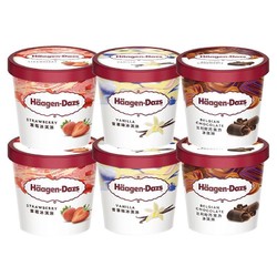 Häagen·Dazs 哈根达斯 法国进口哈根达斯冰淇淋香草草莓巧克力礼盒81g*6杯 加赠雪糕