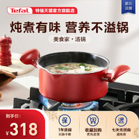 Tefal 特福 双耳汤锅家用蒸煮炖锅不粘锅辅食锅拉面锅燃气磁炉通用