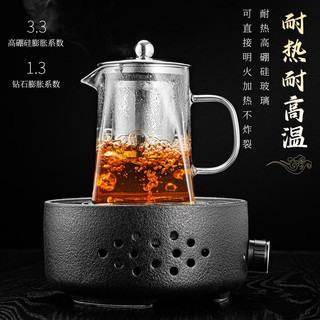 天喜（TIANXI）茶杯玻璃家用喝茶杯高档个人专用茶壶功夫茶具套装茶水分离泡茶壶 四方茶壶950ml+2只小茶杯