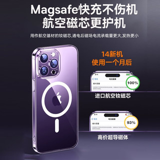 苹果14手机壳iPhone14ProMAX保护套Magsafe全包围防摔透明超薄酷泽尔 苹果14超强N52磁吸