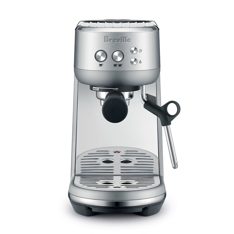 Breville 铂富 BES450 半自动意式咖啡机 家用 咖啡粉制作 多功能咖啡机 流光银 Brushed Stainless Steel