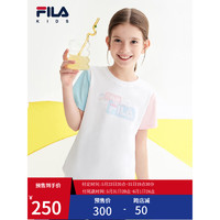 FILA斐乐（FILA）童装儿童短袖t恤2023夏季新款中大童女童纯棉上衣潮 标准白-WT 140