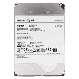 西部数据 22TB 企业级硬盘 HC570 SATA6Gb/s 7200转512M 氦气密封（WUH722222ALE6L4）