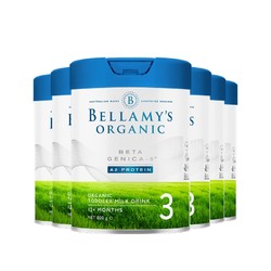 BELLAMY'S 贝拉米 白金3段贝拉米有机A2幼儿配方DHA奶粉3段(1岁+)800g*6