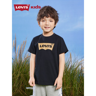 Levi's李维斯童装男女童经典双面标短袖T恤2023夏季新款儿童冰感上衣 黑美人 160/80(XL)
