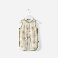 舒贝怡新生婴儿连体衣服短袖夏季超薄款纯棉宝宝婴幼儿短哈 飞机绿色 66cm(3-6个月)