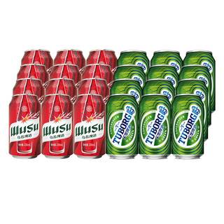 TUBORG 乐堡啤酒 乐堡+红乌苏各12罐330ml共24罐小听箱装