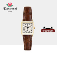 Rosemont 罗斯蒙特 时尚小金表皮带方形小众表复古气质瑞士品牌玫瑰手表女款