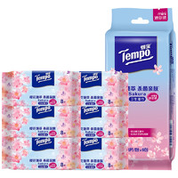 Tempo 得宝 樱花湿巾 8片*6包 便携装 温和不刺激 湿纸巾 湿巾小包