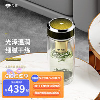 万象（WANXIANG）双层抗菌玻璃杯男女士办公高档送礼泡茶耐高温茶杯车载商务水杯子 抗菌杯TV56-夜光黄-350ml