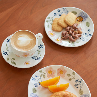 肆月花朵拿铁咖啡杯蛋形卡布奇诺拉花杯子精致高档下午茶陶瓷杯碟