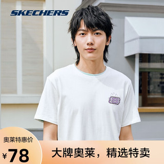 SKECHERS 斯凯奇 爆笑怪兽系列 中性运动T恤 L122U236/0074 棉花糖白 S