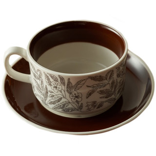 肆月中古风拿铁咖啡杯陶瓷杯碟高颜值下午茶茶具 杯子+碟