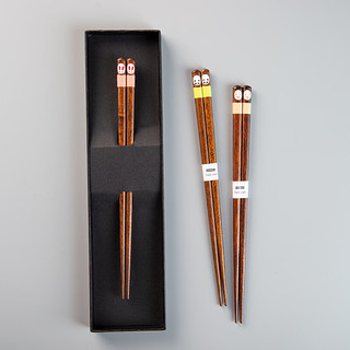 karphome日本进口sunlife可爱动物实木筷子创意手工筷子家用防滑儿童筷子 机灵猴 1双