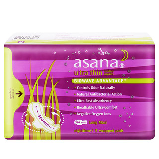 asana 阿莎娜 超薄棉面360加强型夜用卫生巾5片