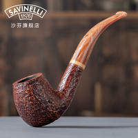 沙芬（SAVINELLI）手工石楠木烟斗多洛米蒂602小号烟斗烟包套装 意大利进口新手套装 烟斗