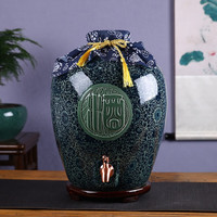 瓷芸景德镇陶瓷酒坛带密封盖家用储酒罐空酒坛大酒缸手工白酒缸泡酒坛 满花-20斤带龙头