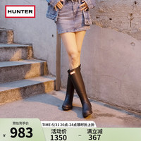 HUNTER女鞋2023年春夏女士惠灵顿高筒靴三色logo沿条款防水防化雨靴女 黑色/BLK 36