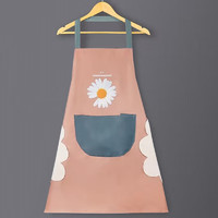 拜杰围裙厨房防水防油可调节围裙超大口袋设计无袖罩衣工作服太阳花款