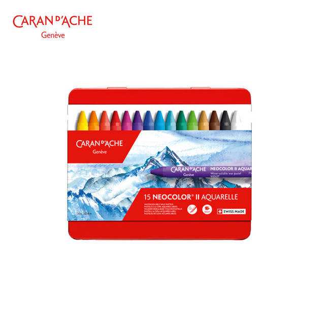 CARAN D'ACHE 凯兰帝 瑞士卡达NEOCOLOR II水溶性15色专业级重彩油画棒蜡笔儿童绘画画笔工具 15色 7500315