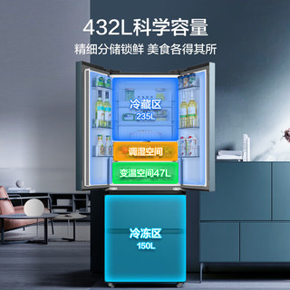 美的（Midea）冰洗套装 432升法式多门冰箱+10公斤DD直驱变频全自动洗衣机BCD-432WFPZM(E)+MG100V650DE