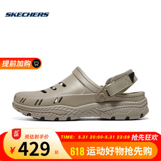 SKECHERS 斯凯奇 2023春夏男士凉鞋洞洞鞋沙滩鞋 243108-TPE 灰褐色 42