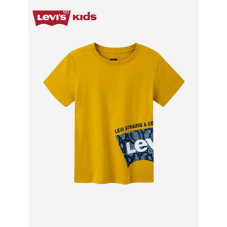 Levi's李维斯童装男童纯棉短袖T恤2023夏新款腰果花蝙蝠标logo上衣 天然金 140/68(S)