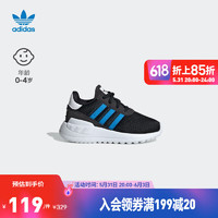 adidas阿迪达斯官方三叶草LA TRAINER LITE男婴童经典网面学步鞋 黑/白/蓝 23(130mm)