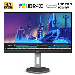 U27N3R 27英寸 IPS FreeSync 显示器（3840×2160、60Hz、100%sRGB、HDR400、Type-C 90W）