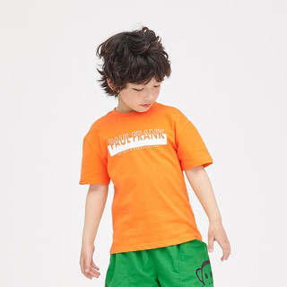 大嘴猴（paul frank）童装儿童短袖T恤2023夏季新款男童时尚百搭圆领印花短袖上衣 橙色 130