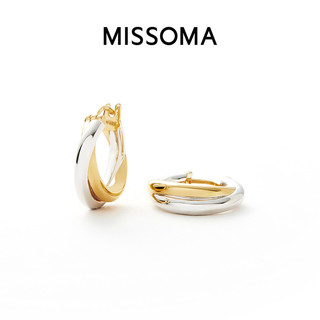 MISSOMA LWA-GS-E4-NS 双色环足银镀18K金耳环 小号