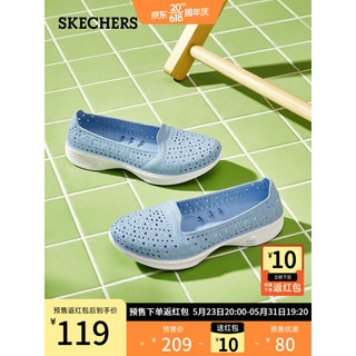 Skechers斯凯奇2023新款轻质一脚套懒人鞋休闲塑模鞋女士洞洞鞋 浅蓝色/LTBL 39