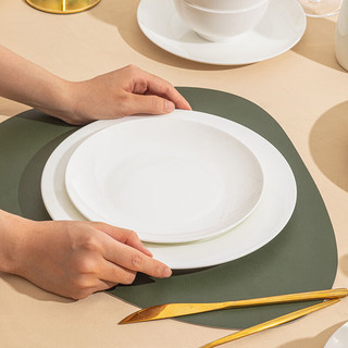 唐惠纯白骨瓷餐具 家用简约菜碟圆盘深饭汤盘西餐牛排陶瓷盘子 8英寸深盘