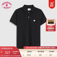 布克兄弟（BrooksBrothers）男士美式纯棉休闲纯色短袖Polo 0004-黑色 M