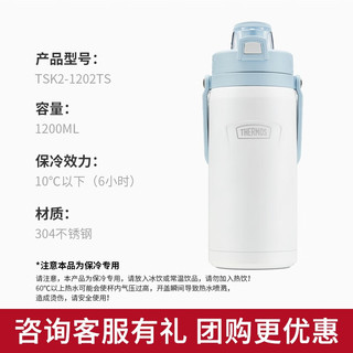 膳魔师（THERMOS） 高真空不锈钢保冷瓶男女便携随行杯户外露营车载大容量 TSK2系列 1.2L保冷壶(浅蓝色)